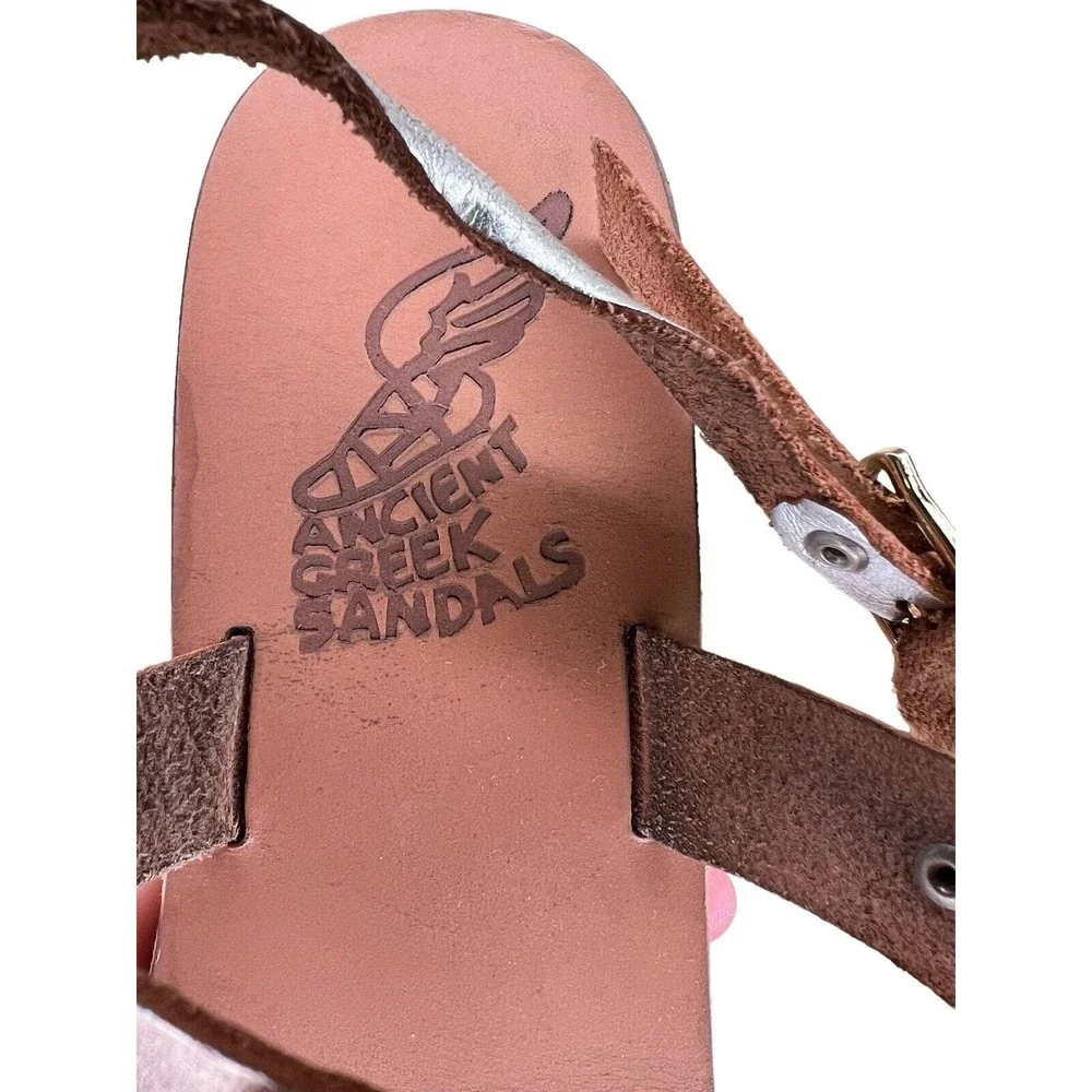 ANCIENT GREEK SANDALS CLIO SLINGBACK‎ SILVER Women's Size 39 (8.5-9)